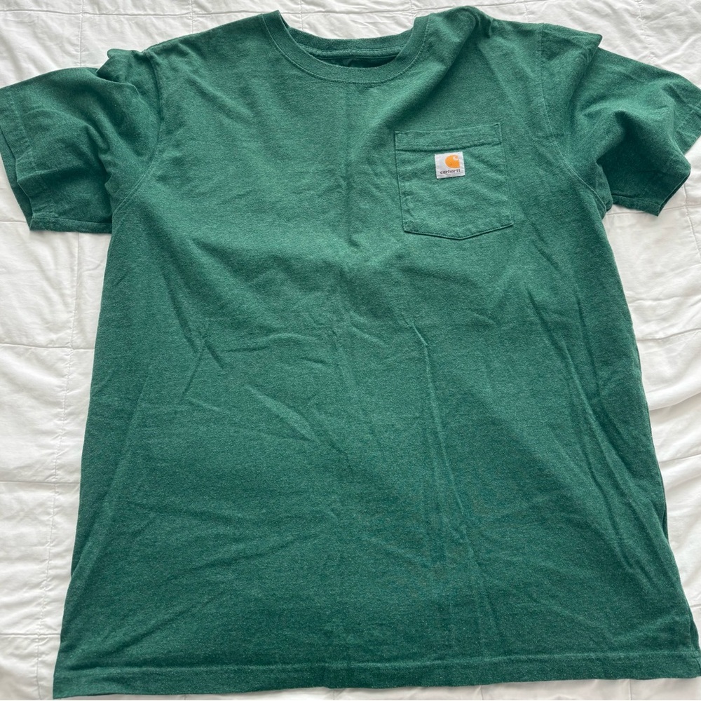 Carhartt Men's Short Sleeve Pocket Tees in Light Blue, Dark Heather, Gray - Picture 7 of 9
